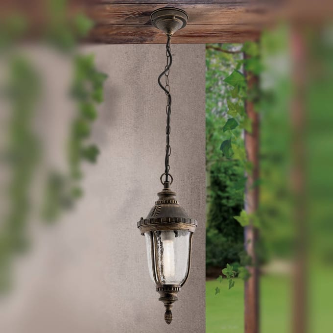 ORION Traditionele pendellamp PAULA met structuurglas