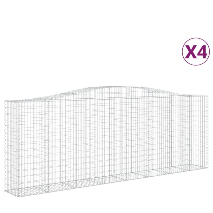 vidaXL - Schanskorven - 4 - st - gewelfd - 400x50x140/160 - cm - ijzer