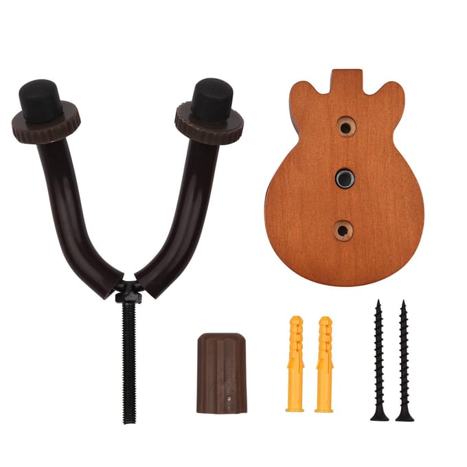 Gitaar Muurbeugel Massief Houten Gitaarbeugel Muurhaak Houder Standaard met Metalen Steunbalken black