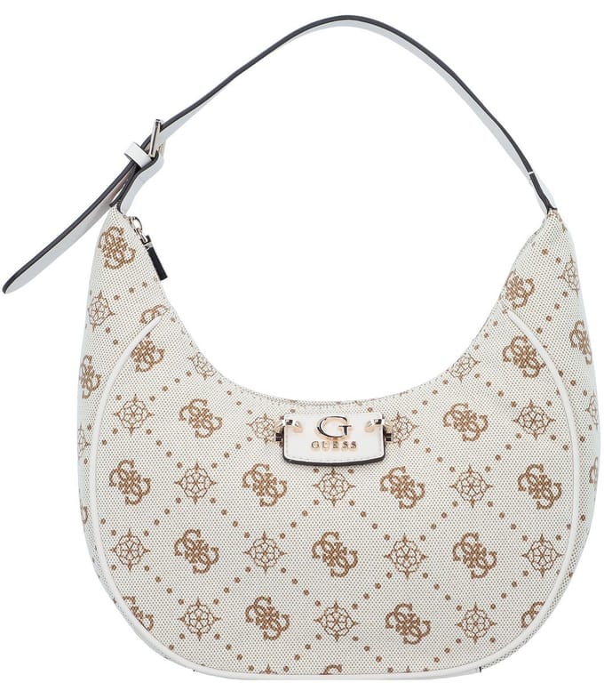 GUESS Schoudertas Neda Hobo Shoulder Bag Cream White Logo Crème