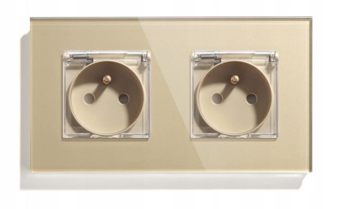 Dubbel Glazen Stopcontact 157mm Hermetisch - Kleur Goud
