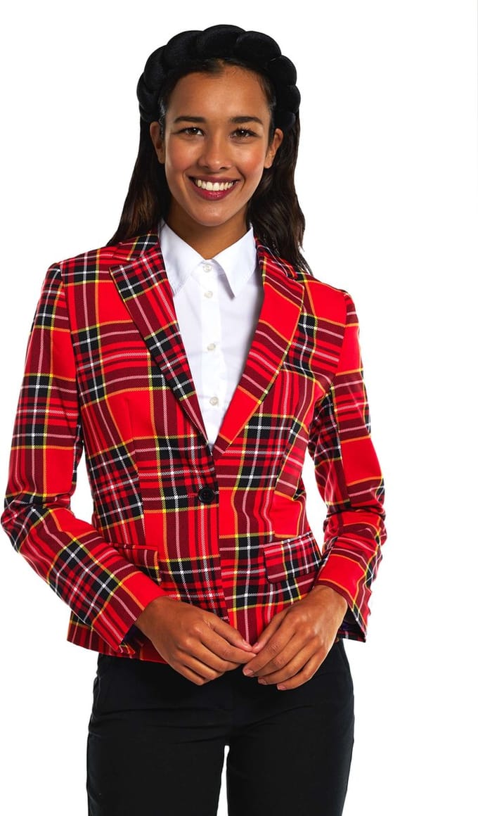 OppoSuits Lumberjackie - Dames Blazer - Kerst Jasje - Rood - Maat: EU 44