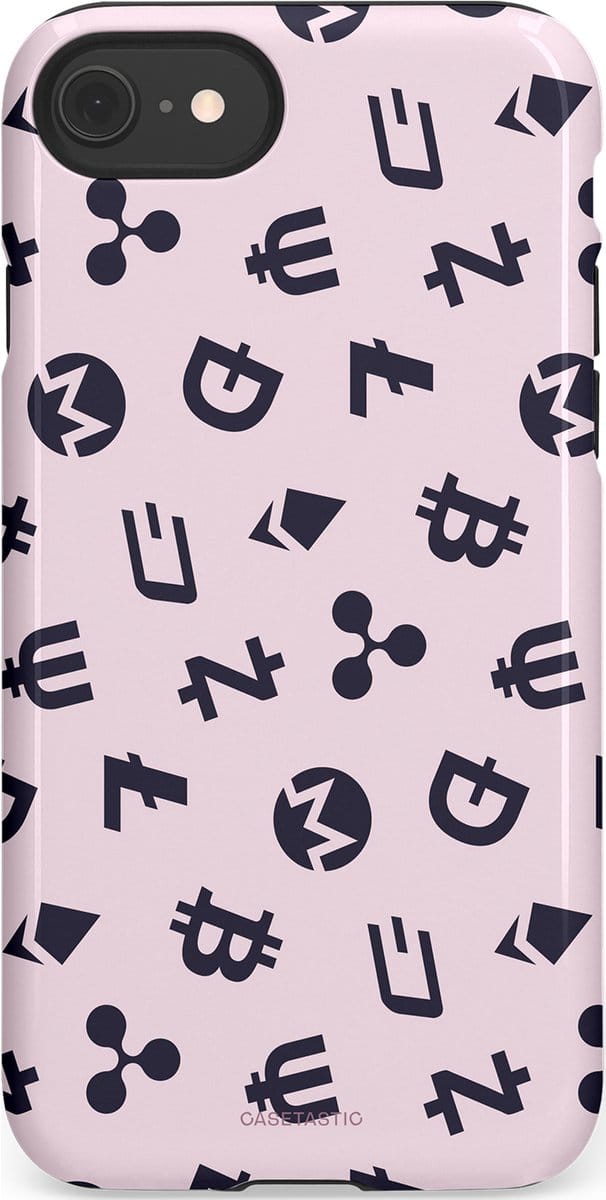 Casetastic hoesje geschikt voor Apple iPhone SE / Apple iPhone 7 / Apple iPhone 8 - Dubbellaagse bescherming - Crypto flow - Fashion Case - Lichtgrijs Donkergrijs Wit