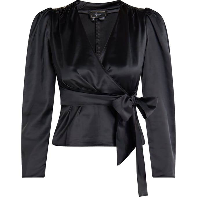 Faina Wikkel blouse Dames zwart