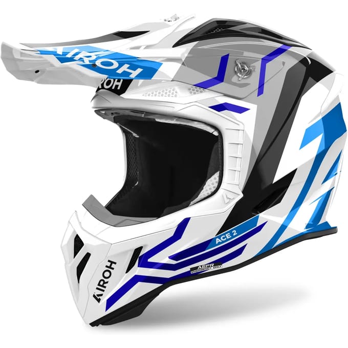 Airoh Aviator Ace 2 Ground Blauw Glanzend Offroad Helm - Helm