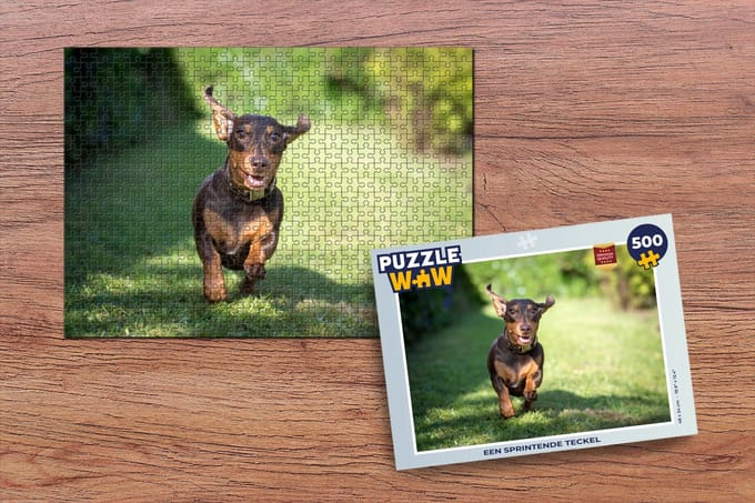 Puzzel Een sprintende Teckel - Legpuzzel - Puzzel 500 stukjes