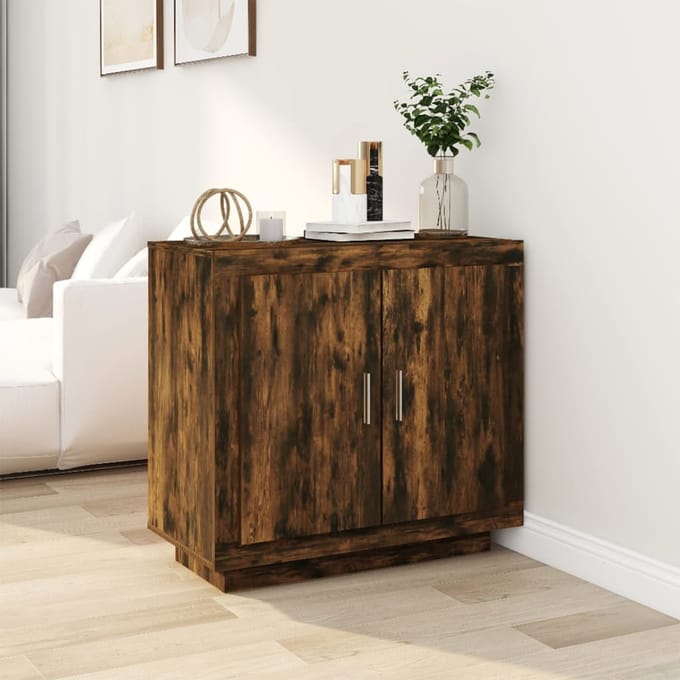 vidaXL - Dressoir - 80x40x75 - cm - bewerkt - hout - gerookt - eikenkleurig