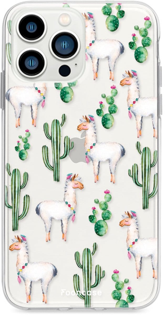 Fooncase Hoesje Geschikt voor iPhone 13 Pro Max - Shockproof Case - Back Cover / Soft Case - Alpaca / Lama
