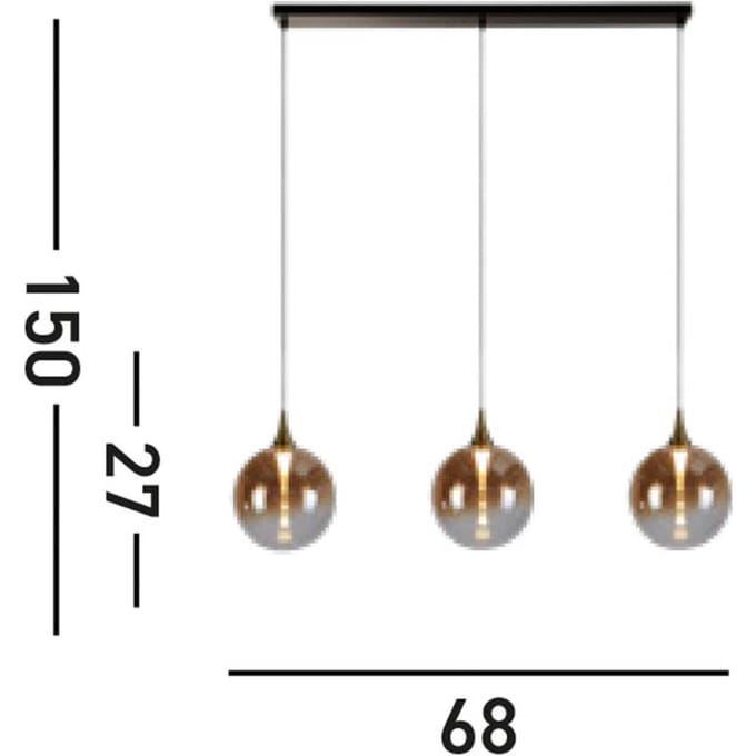 Searchlight LED hanglamp Alchemy, 3-lamps, zwart, amber, glas