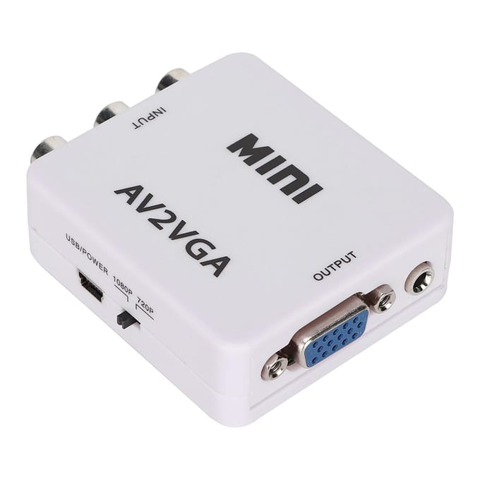 480P Mini Composiet AV naar VGA Adapter TV Set Top Box Audio Video Converter (Wit)