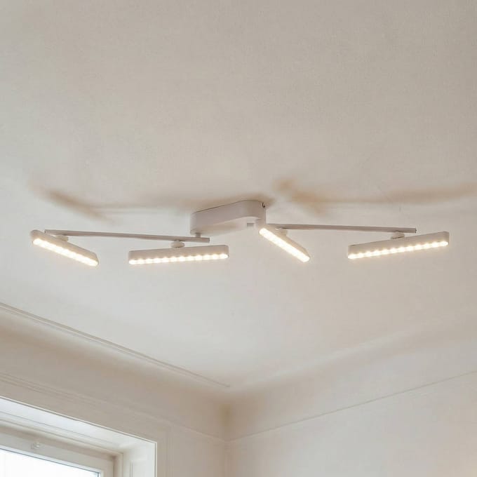 Lindby LED spot Eldrin, wit, 4-lamps, lichtpunten