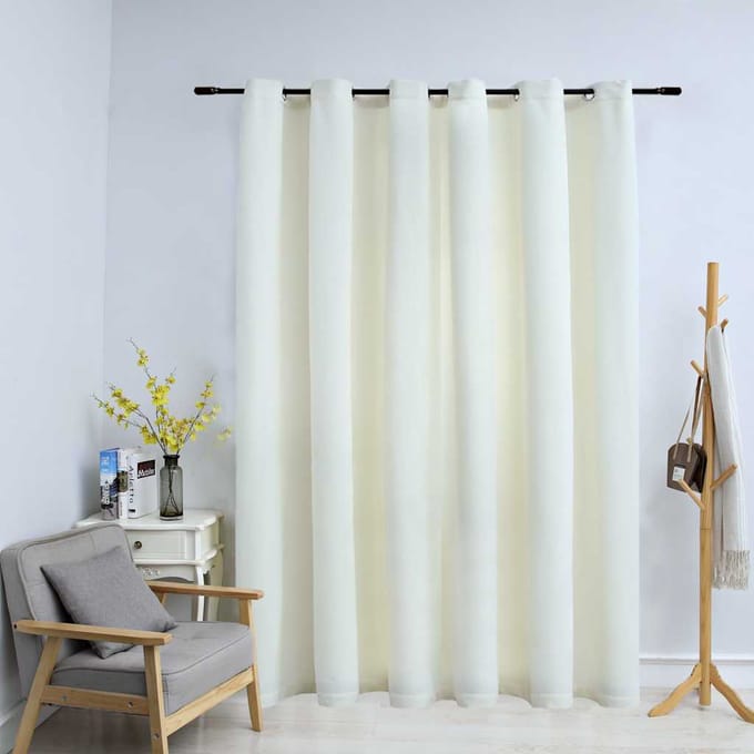 vidaXL - Gordijn - verduisterend - met - ringen - 290x245 - cm - fluweel - crème