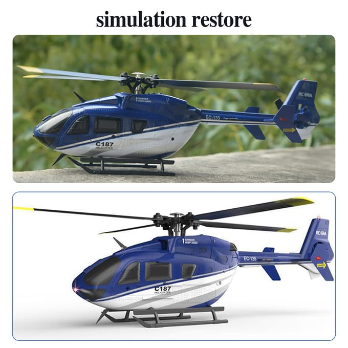 Afstandsbedieningshelikopter 2,4GHz afstandsbediening drone 6-assige gyroscoopstabilisatie Rolroerloos 2 battery blauw