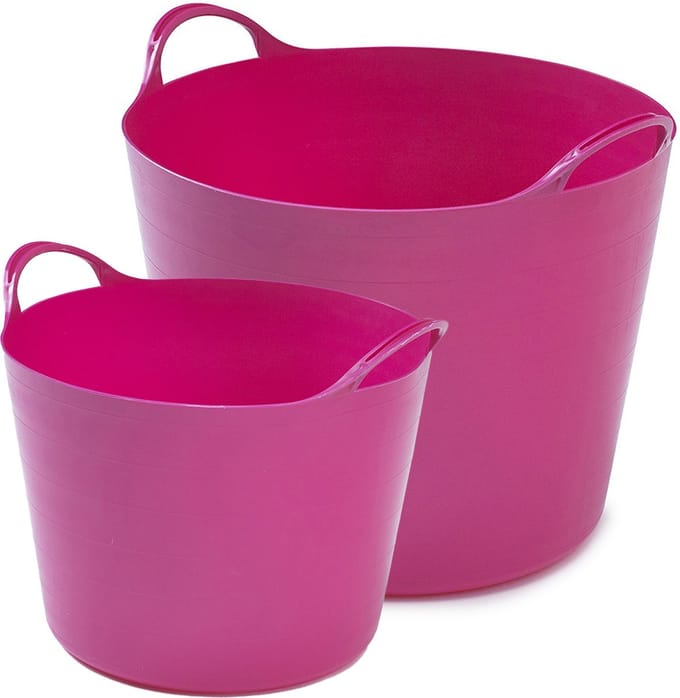 Whitefurze Flexibele emmers - 2x stuks - 14 liter en 39 liter - roze