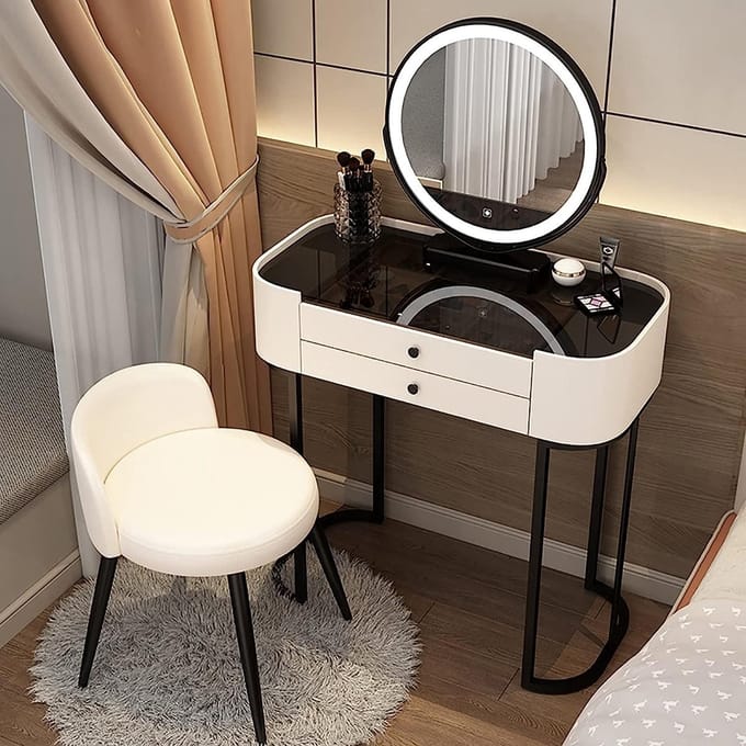 Make-up Kaptafel - Kaptafel Set - Mooie Make-up - Verstelbaar Licht - 70x40x78cm - Zwart