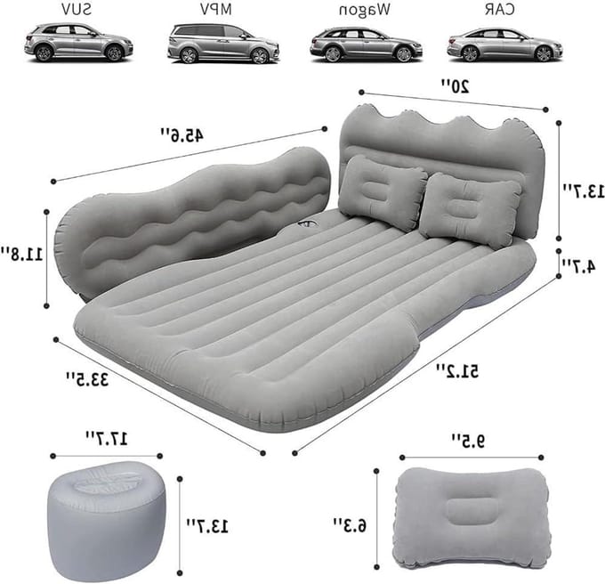Luchtbed Auto - Opblaasbaar Matras - Comfortabel Reizen - Ergonomisch Ontwerp - 10 x 10 x 10 mm - Normaal