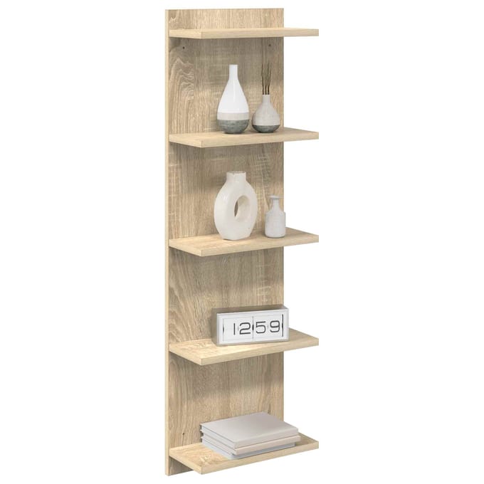 vidaXL - Wandplank - 2 - st - Sonoma - Eiken - 30 - x - 15 - x - 100 - cm - Bewerkt - hout