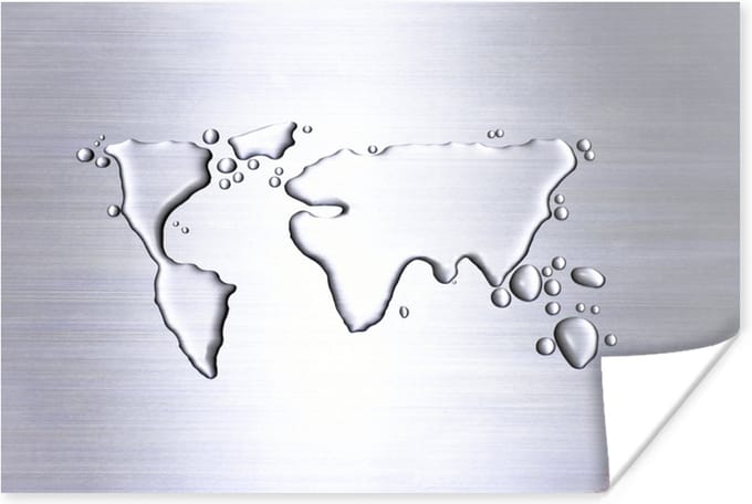 Poster - Wereldkaart van druppels - 120x80 cm