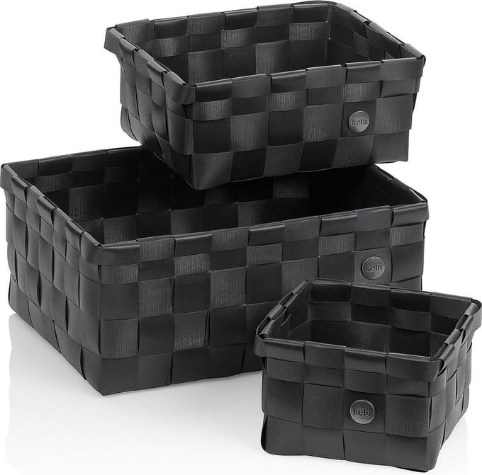 Mand, Set van 3 Stuks, Polypropyleen, Zwart - Kela | Neo