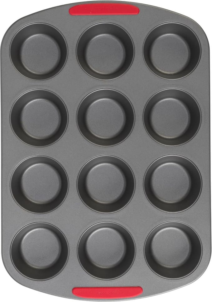 12-Cup Antiaanbak Muffinvorm met Siliconen Handgrepen voor Cupcakes