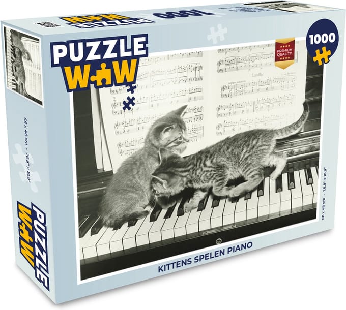 Puzzel Kittens spelen piano - Legpuzzel - Puzzel 1000 stukjes volwassenen