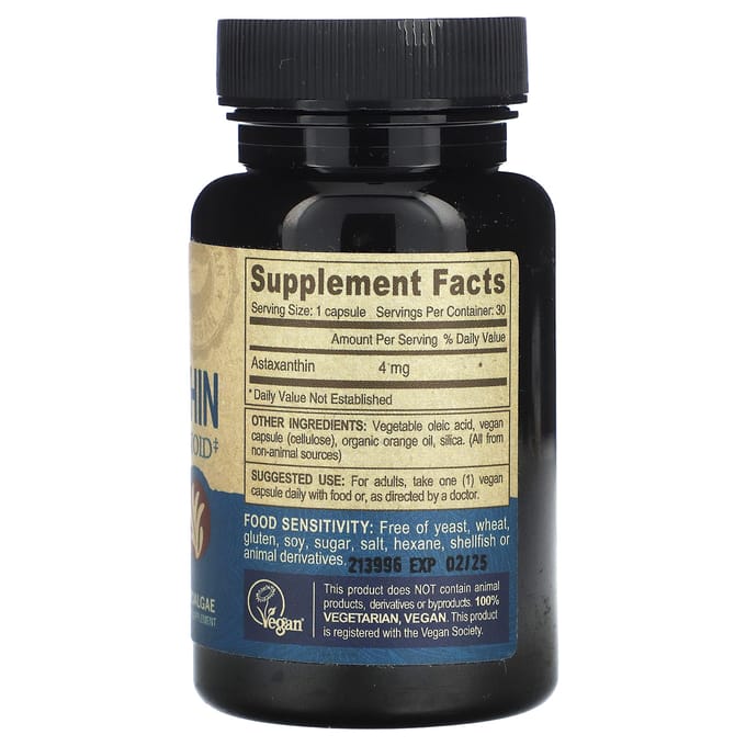 Deva, vegan, astaxanthine, 4mg, 30 vegetarische capsules