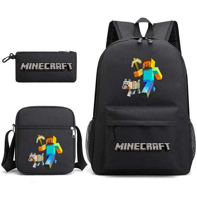 Minecraft Schooltas Game Merchandise Student Grote Capaciteit Print Drie Delige Schooltas Mannen En Vrouwen Three-piece set