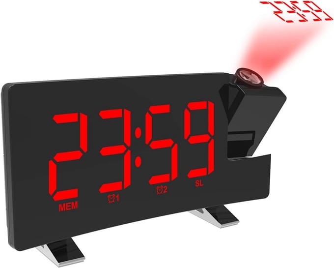 Digitale Wekker met Projectie en FM-radio met USB-oplaadpoort