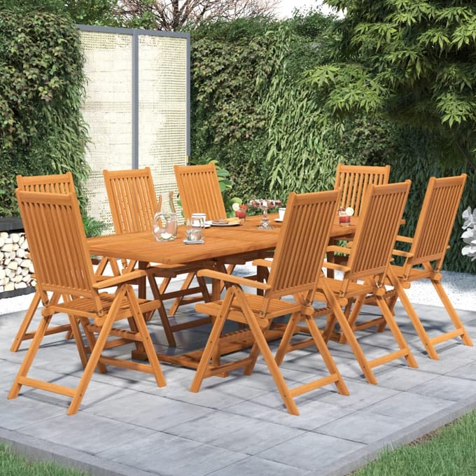 vidaXL - 9-delige - Tuinset - massief - acaciahout - 160-240 - cm