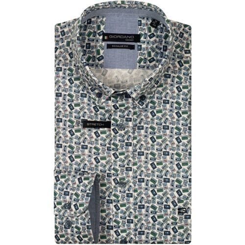 Giordano Overhemd Ivy Casette Tape Fantasy Pattern Button Down Appel / male
