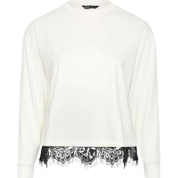 Limited Collection Crème Sweatshirt Met Kanten Zoom Size 48