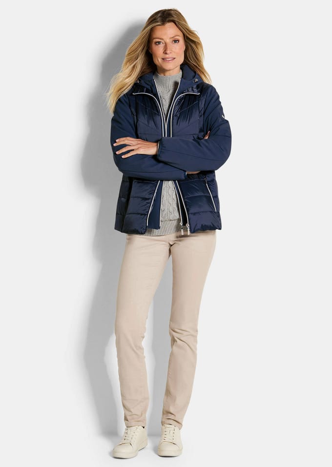 Gewatteerd jack met mouwen van softshell - marine - Gr. 19 van Goldner Fashion