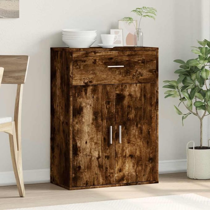 vidaXL - Dressoir - 60x30x84 - cm - bewerkt - hout - gerookt - eikenkleurig
