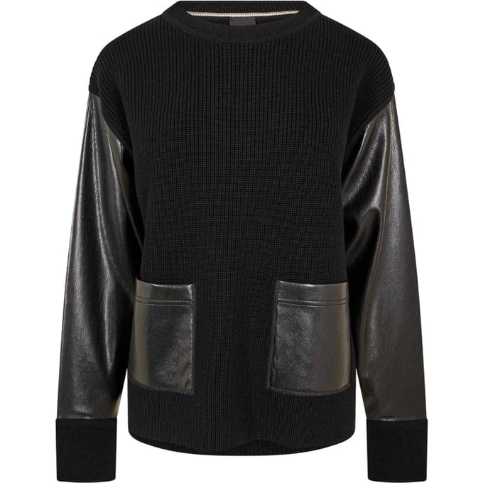 Boss Fanalian-sweatshirt van kunstleer voor dames (Zwart)
