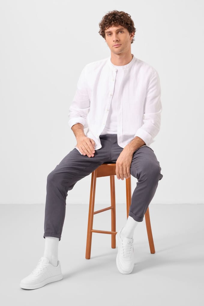 Heren Chino's met Rechte Pijpen van Gabardine