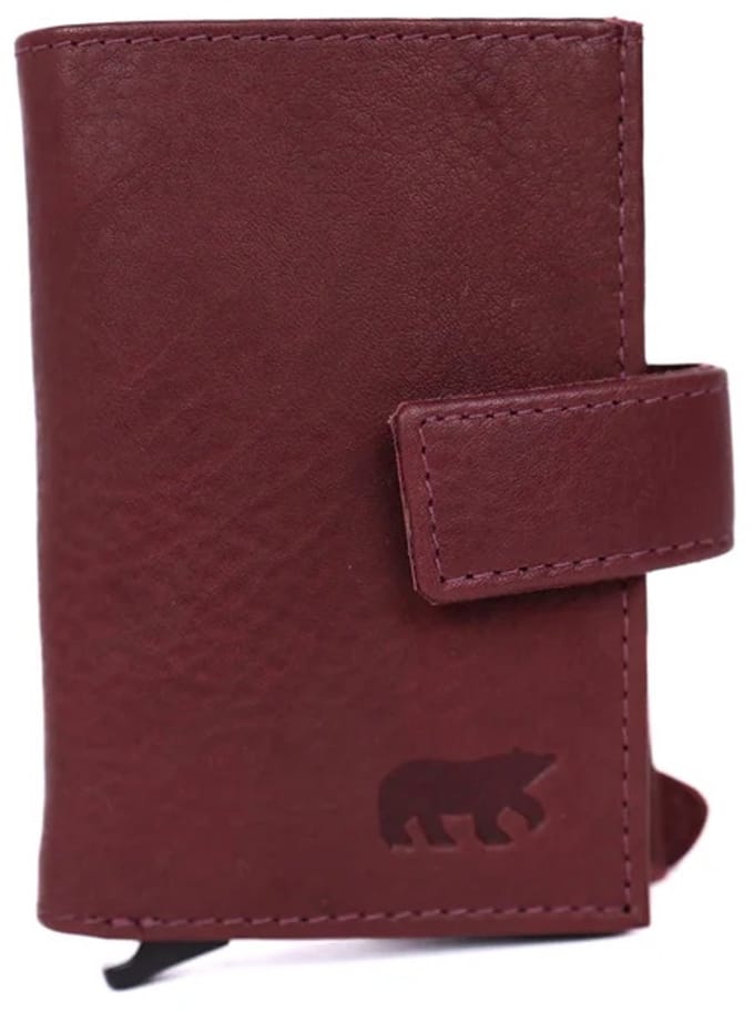 Bear Design Elsie Leren Creditcardhouder / Pasjeshouder / Portemonnee - Bordeaux Rood