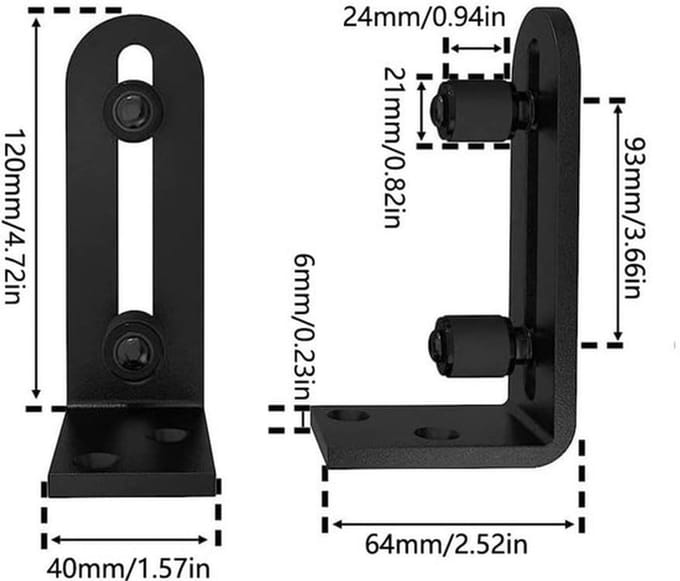 Deurgidsroller Verstelbaar - Schuifdeur Gids - Vloergids - Koolstofstaal - PA66 Nylon - 2 Stuks