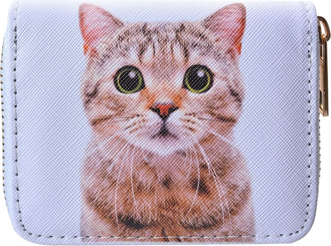 Clayre & Eef Portemonnee 11x9 cm Wit Kunststof Kat