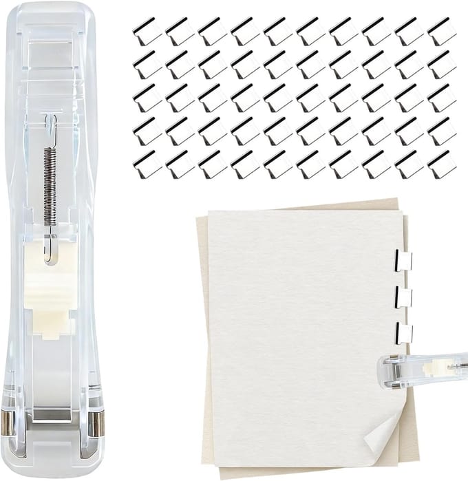 Nietmachine Bureau - Documenten Binder - Papier Bevestigen - Oplaadbaar Ontwerp - 8 x 8 x 6 cm - Transparant