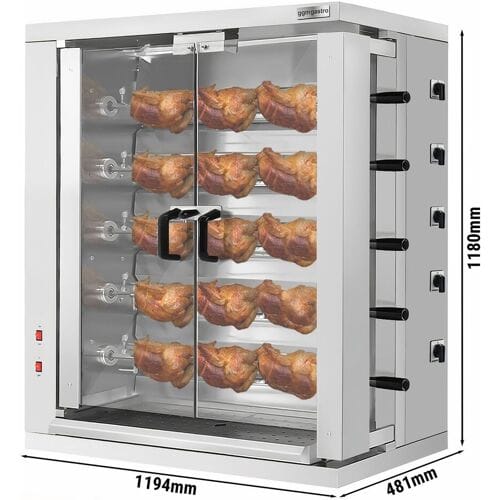 GGM Gastro Elektrische kippengrill roterend - 16,5kW - 5 spitten voor 30 kippen zilver