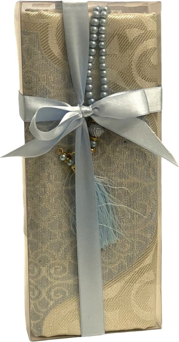 Geschenkset Blauw met gebedskleed en Parel Tasbih