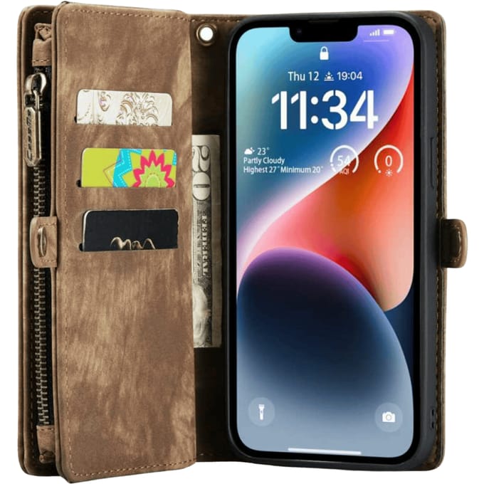 Caseme iPhone 14 Plus Vintage Portemonnee Hoesje Bruin