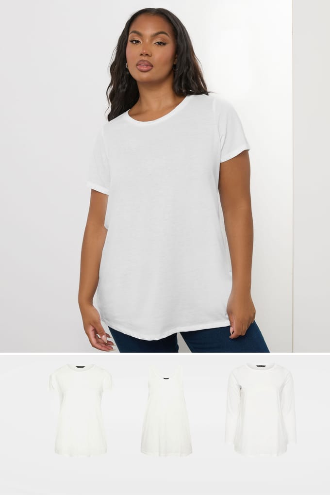 Yours 3Pack Witte Core Tshirt Essentials Set Size 44