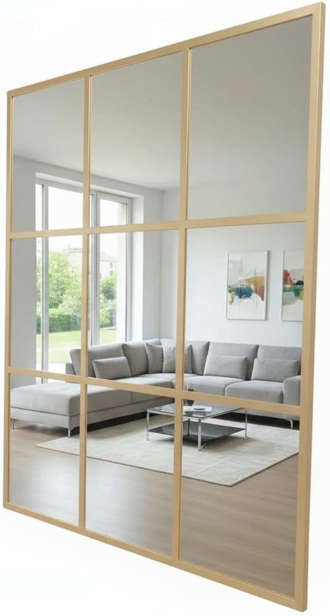 Ronde Vensterspiegel Zwart Industrieel Design 120x100 cm