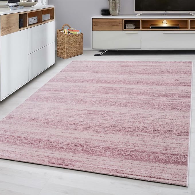 Flycarpets Marlon Vloerkleed Effen Gestreept - Roze - Laagpolig - 80x150 cm