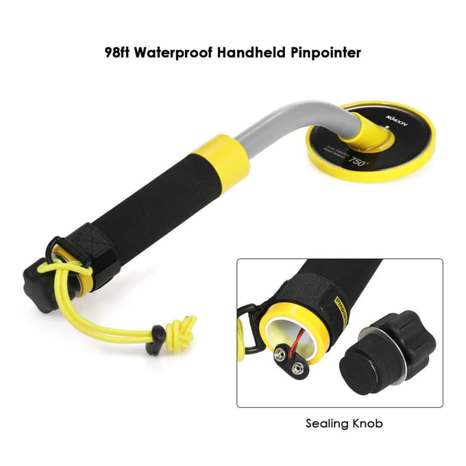 Onderwater Metaaldetector 100 Voet/30M Volledig Waterdicht Handheld Pinpointer Pulse Inductie Metaal with shovel geel