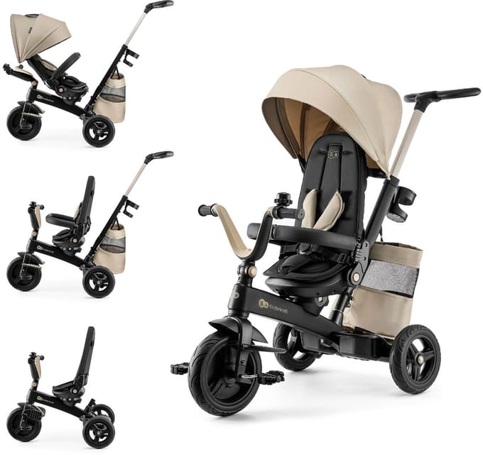 Kinderkraft EASYTWIST - Driewieler - Meegroeiend - Verstelbare Duwstang - Beige