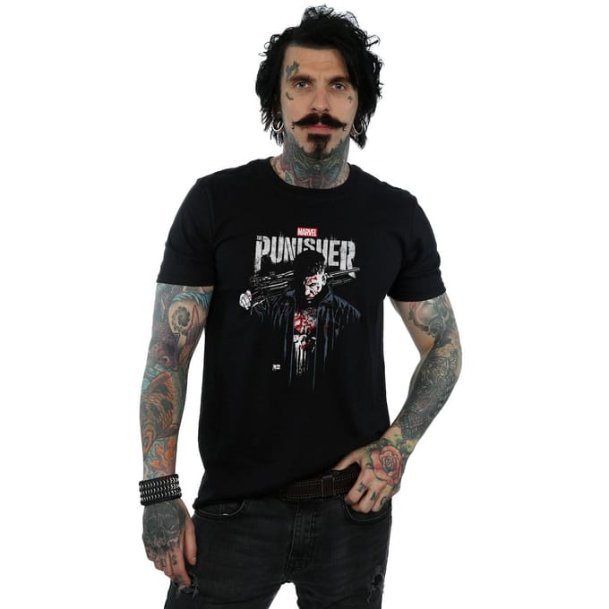 Marvel Heren The Punisher TV-serie Frank Castle T-shirt S zwart