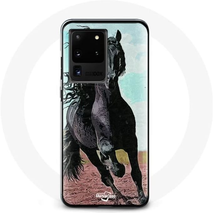 Coque - Samsung - Galaxy S20 Ultra - Rigide - Noir - Cheval Frison zwart