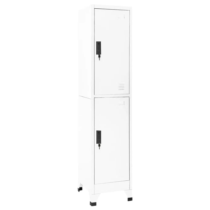 vidaXL - Lockerkast - 38x45x180 - cm - staal - wit